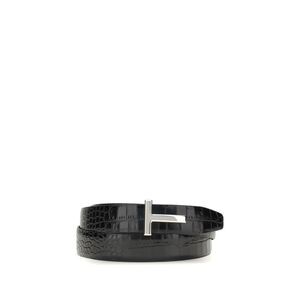 Tom Ford Men Shiny Printed Croc Reversible T Belt 30